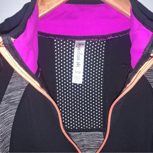 Kyodan Workout Jacket Women's Size Medium Black Peach Full Zip Mesh Lightweight - Picture 8 of 9